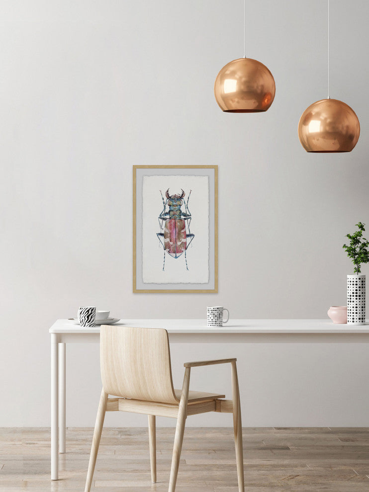 "Pink Marbled Bug" Framed Painting Print, 20"x30"