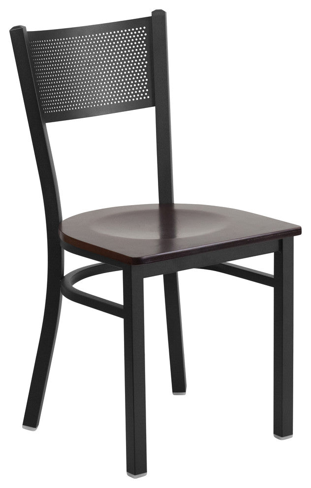 Restaurant Tables and Chairs, "Uberlux" Metal Chair, Walnut