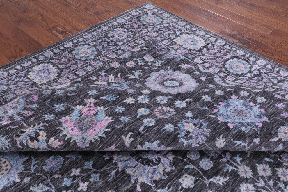 9' 11" X 14' 0" Wool and Silk Persian Hand Knotted Rug Q9009