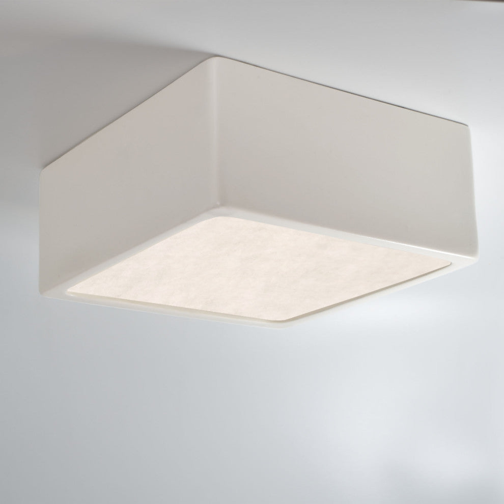 Short Square LED Outdoor Flush-Mount, Matte White