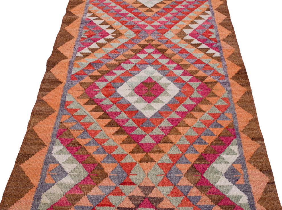 Vintage Turkish Kilim Runner 3' 3" x 11' 10", 39 in. x 142 in.
