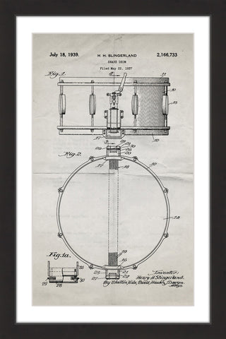 "Snare Drum 1939 Old Paper" Framed Painting Print