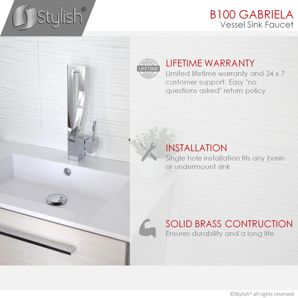 STYLISH Single Handle Vessel Sink Bathroom Faucet, Polished Chrome