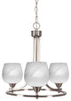 Paramount Uplight 3-Light Chandelier, Brushed Nickel, 6" White Marble Glass