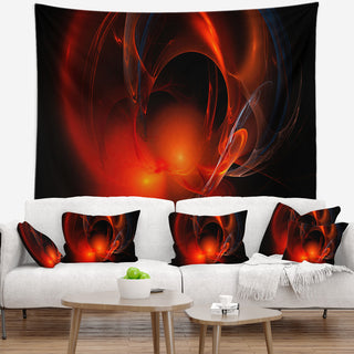 Red Galactic Nebula on Black Abstract Wall Tapestry, 39"x32"