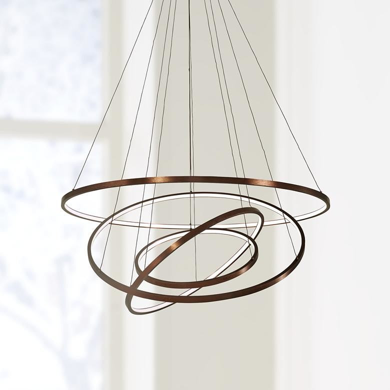 Akari Modern Circular LED Chandelier, Warm White, 3 Rings 8" 16" 24"