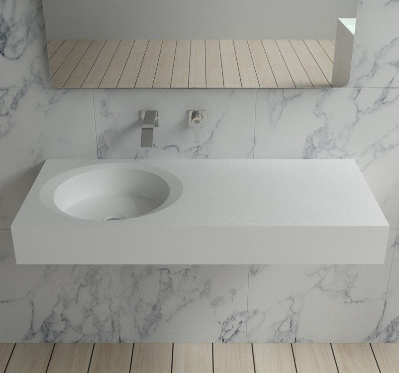 ADM Rectangular Countertop Sink, White, 39", Glossy White