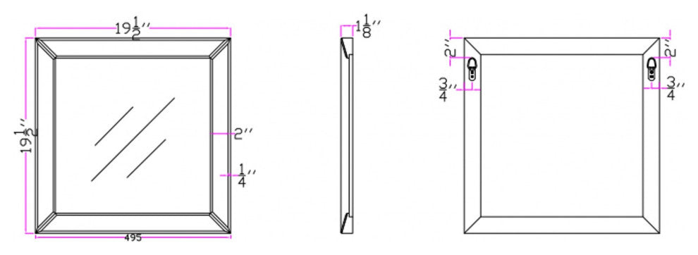 Square Wall Mounted Clear Mirror