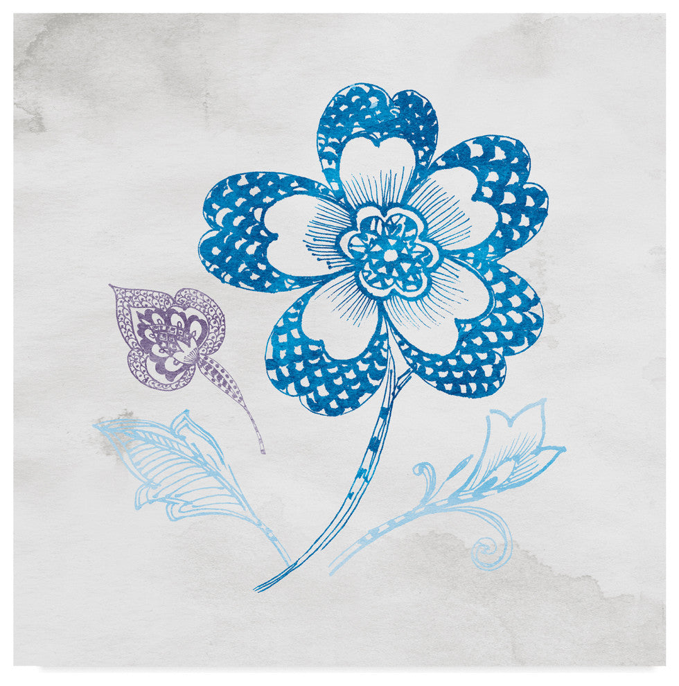 Wild Apple Portfolio ''Eastern Boho IV Peacock Blue'' Canvas Art, 14"x14"