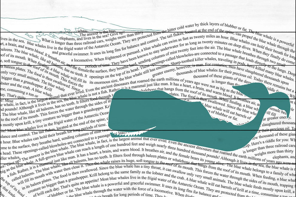 "Print Whale" Painting Print on White Wood