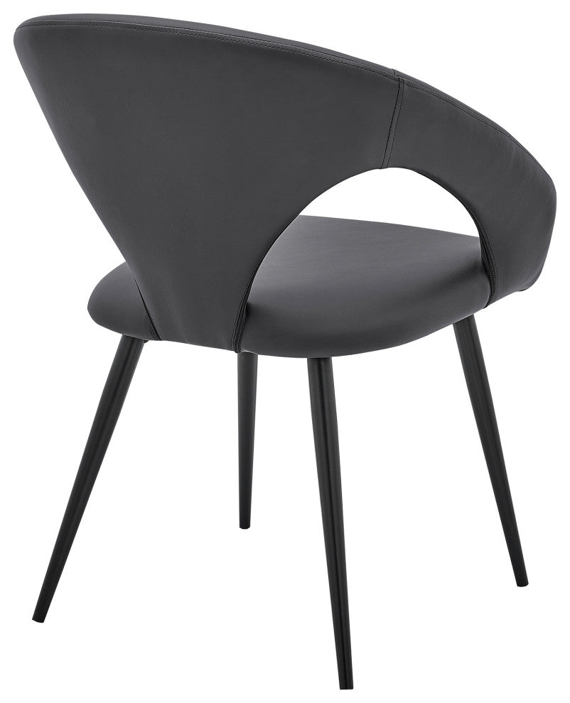 Elin Gray Faux Leather and Black Metal Dining Chairs - Set of 2