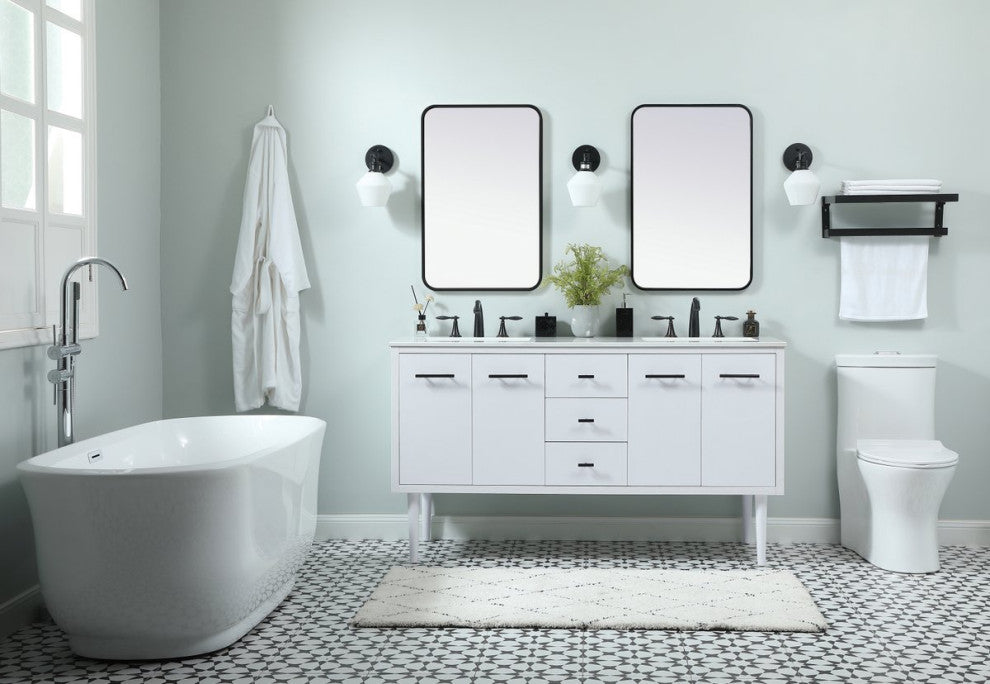 Home Living 22" Midcentury Modern White-Light Bathroom Vanity