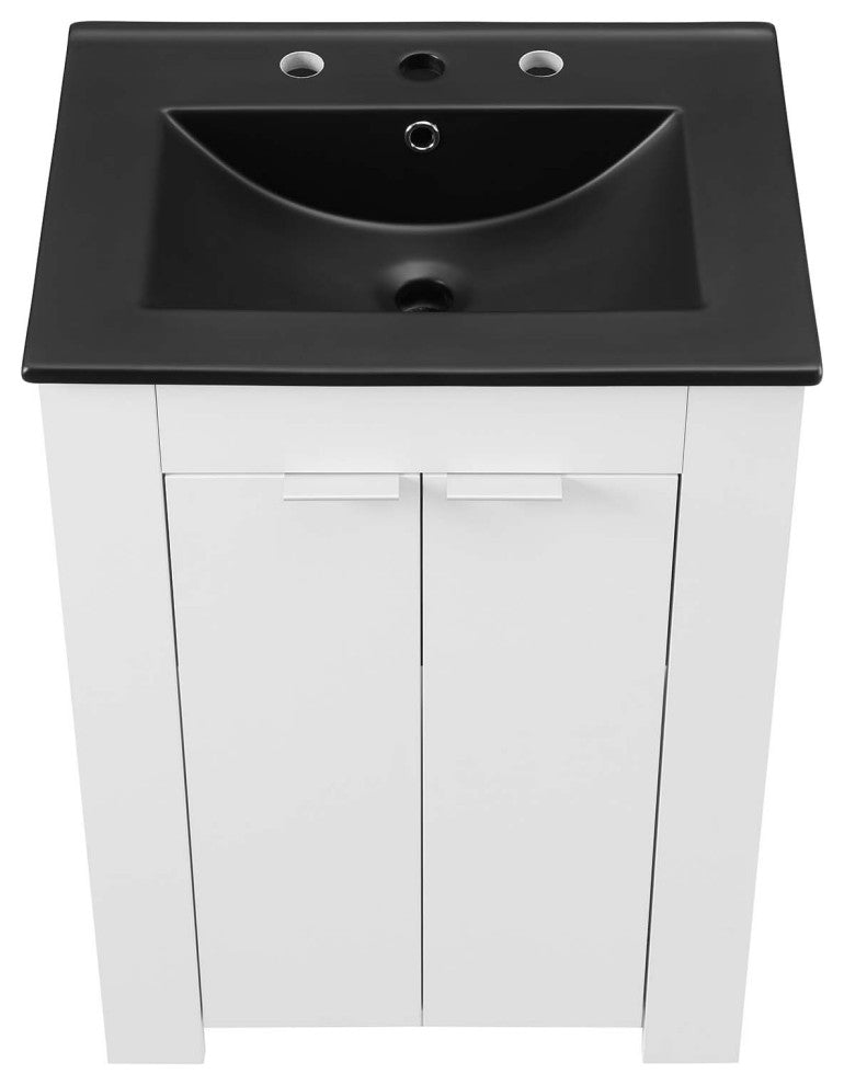 Sink Vanity Cabinet, Melamine, White Black, Modern, Hotel Bedroom Bathroom