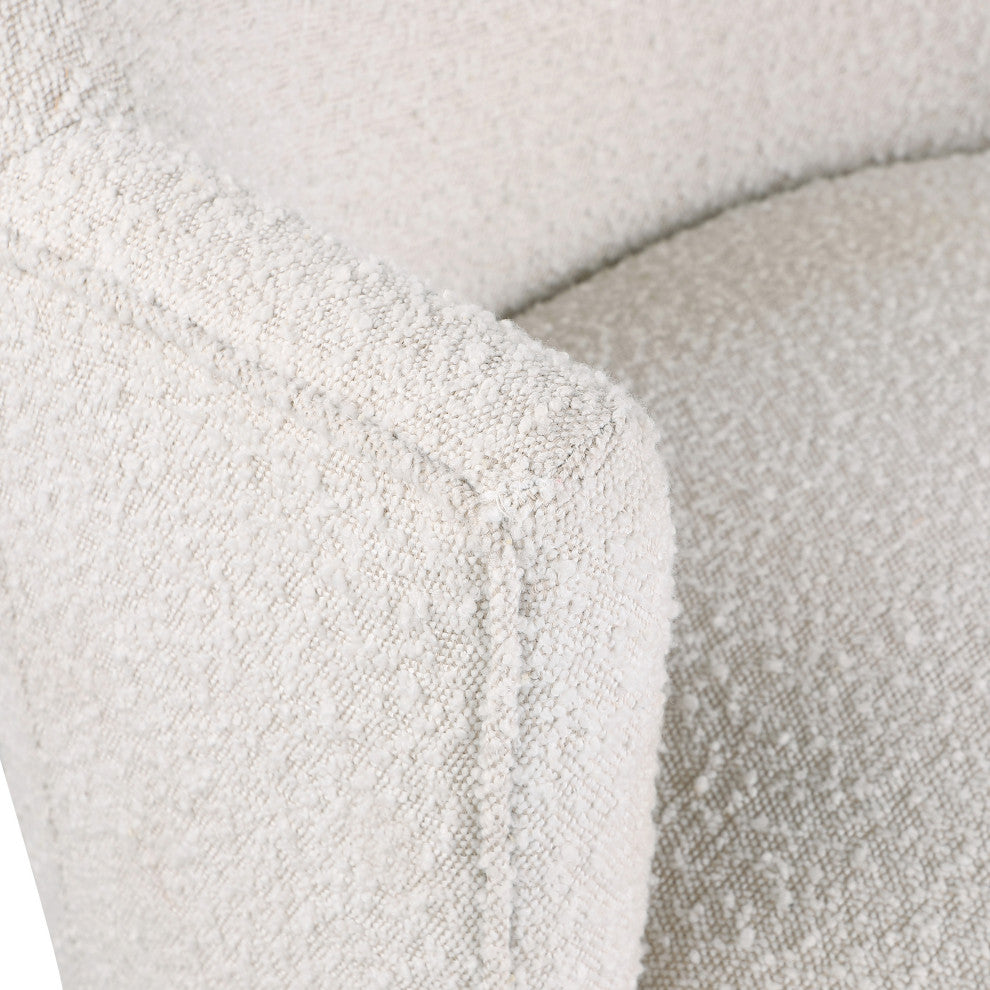 Clarita Swivel Accent Chair, Cream, Boucle Fabric