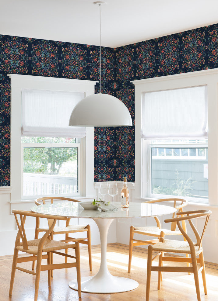 Blue Medallion Floral Peel & Stick Wallpaper