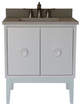 31" Single Vanity, White Finish With White Concrete Top And Rectangle Sink