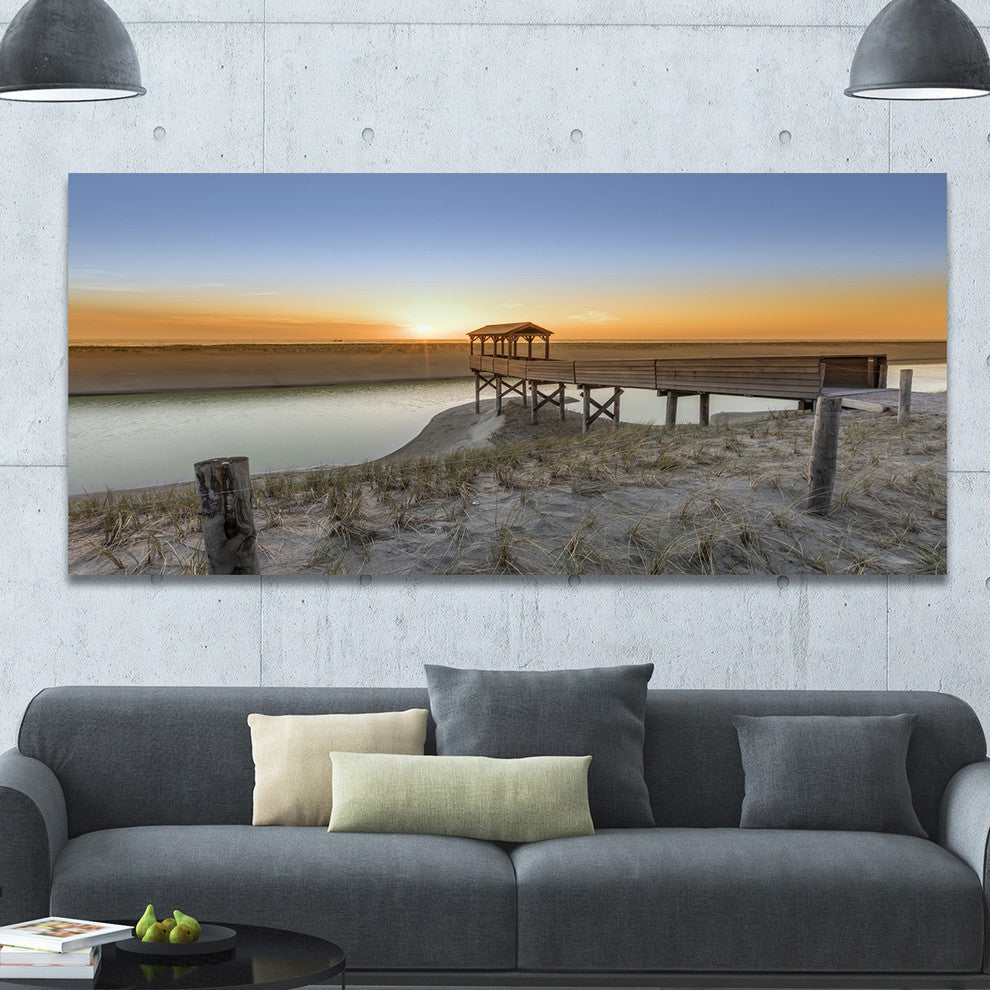 Watchtower at North Sea Dunes, Large landscape Canvas Art Print, 60"x28"