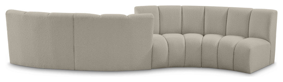 Infinity Boucle Fabric Upholstered 4-Piece S-Shaped Modular Sectional, Brown