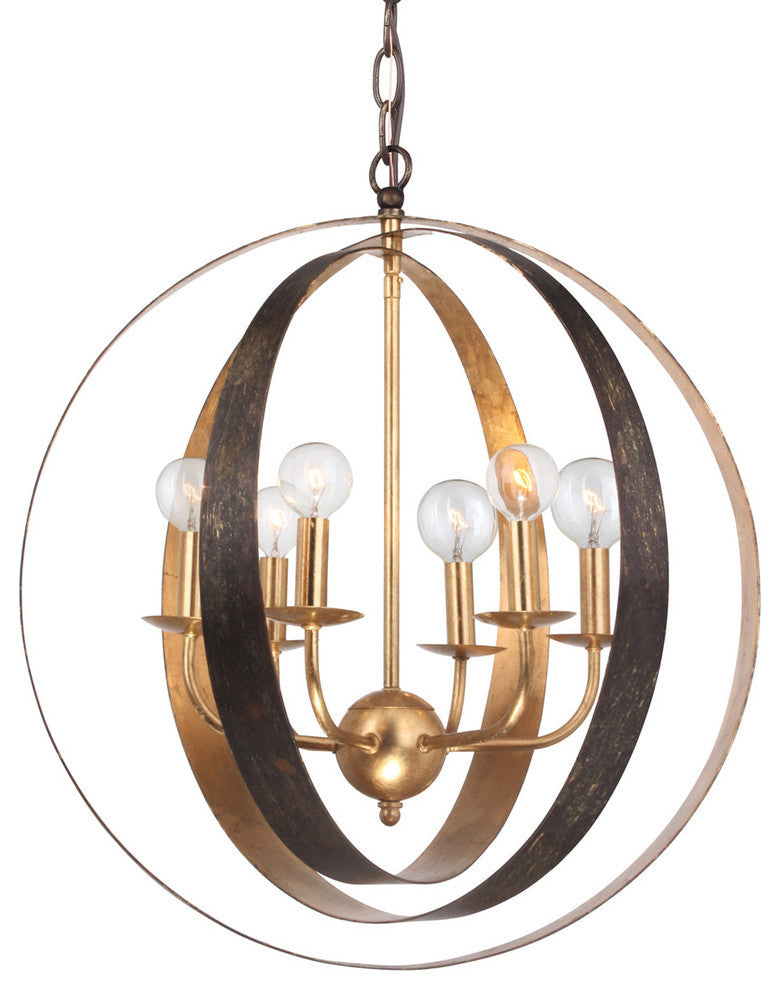 Luna 6 Light Bronze & Gold Sphere Large Chandelier