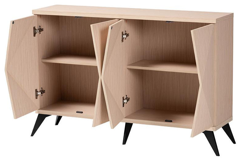 Modern Two-Tone Light Brown and Black Wood 4-Door Sideboard Buffet