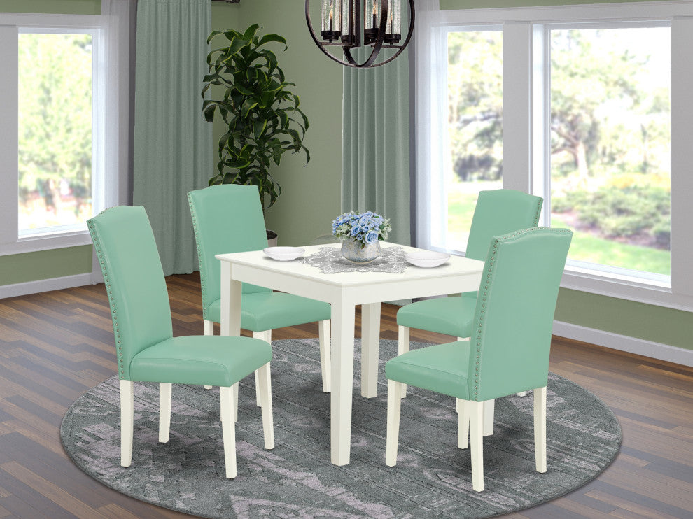 5-Piece Square 36" Table and 4-Parson Chair Color Pond