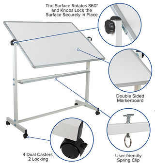 Hercules Series Double-Sided Mobile White Board Stand, 53"x62.5"