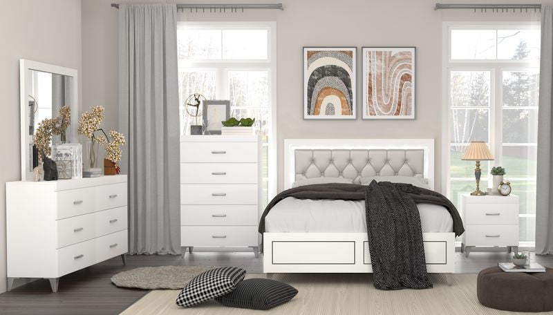 Rebecca Platform Bed, Gray/White, King