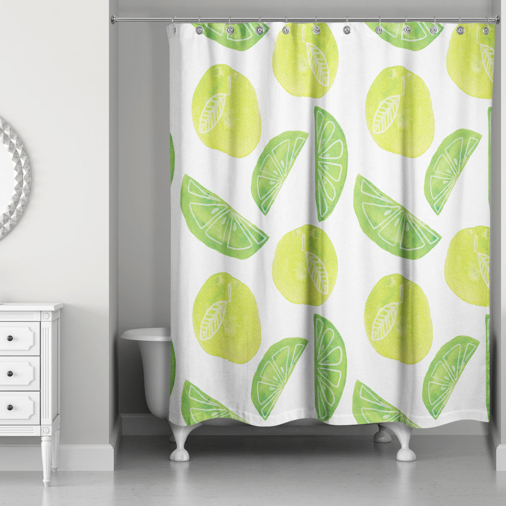 Lime Citrus Pattern 71"x74" Shower Curtain