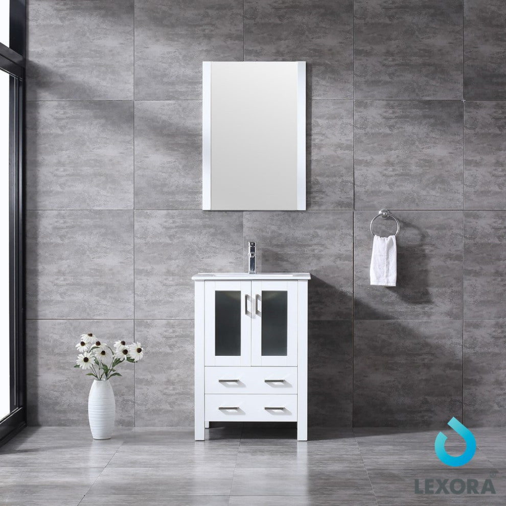 Volez 24" Single Vanity Cabinet Integrated Top Integrated Sink, 22" Wall Mirror