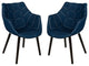 LeisureMod Milburn Tufted Denim Lounge Chair, Set of 2