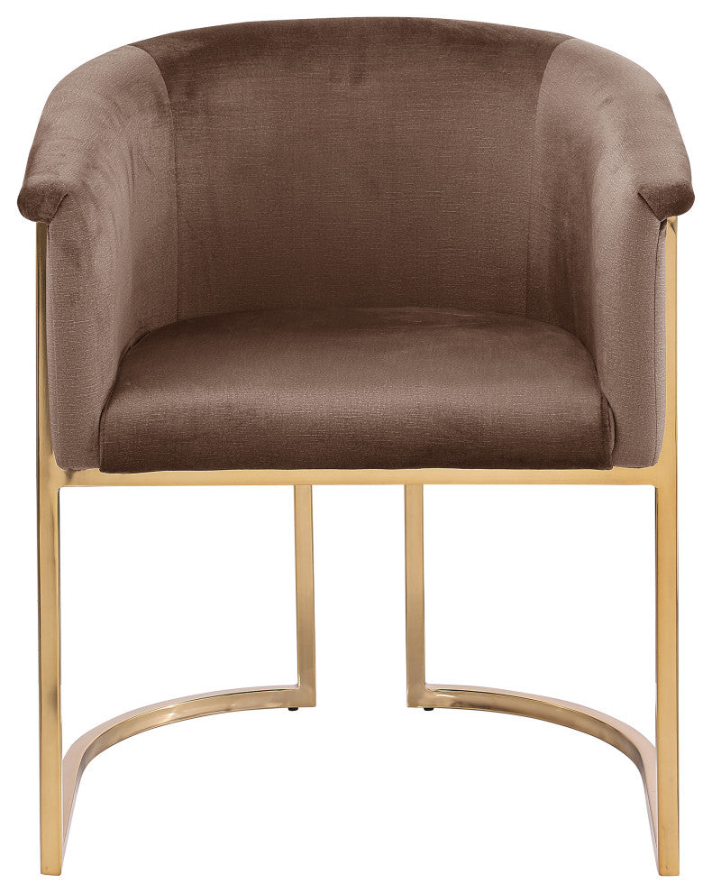 Tierra Velvet Upholstered Dining Chair, Brown