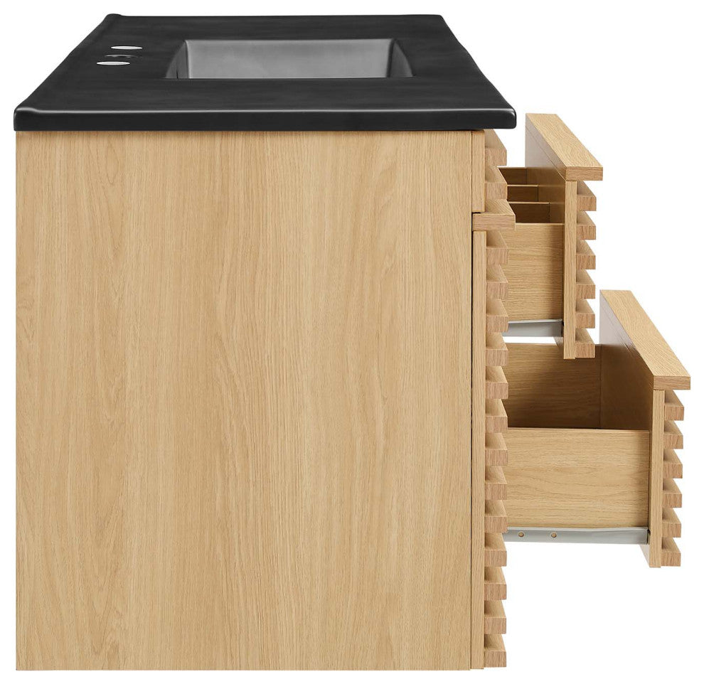 Render 48" Wall-Mount Bathroom Vanity, Oak Black