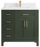 Cambridge 36 Center Sink Bath Vanity in Pewter Green 2" Empira Quartz