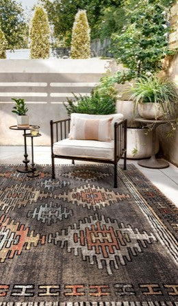 Jaipur Living Dez Indoor/Outdoor Tribal Blue/Orange Rug, 6'x9'