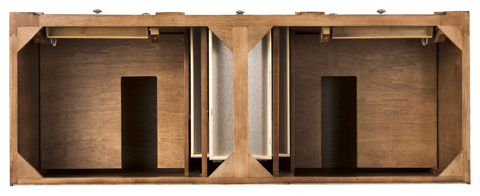 Bristol 60" Double Vanity, Saddle Brown, Eternal Marfil Quartz Top