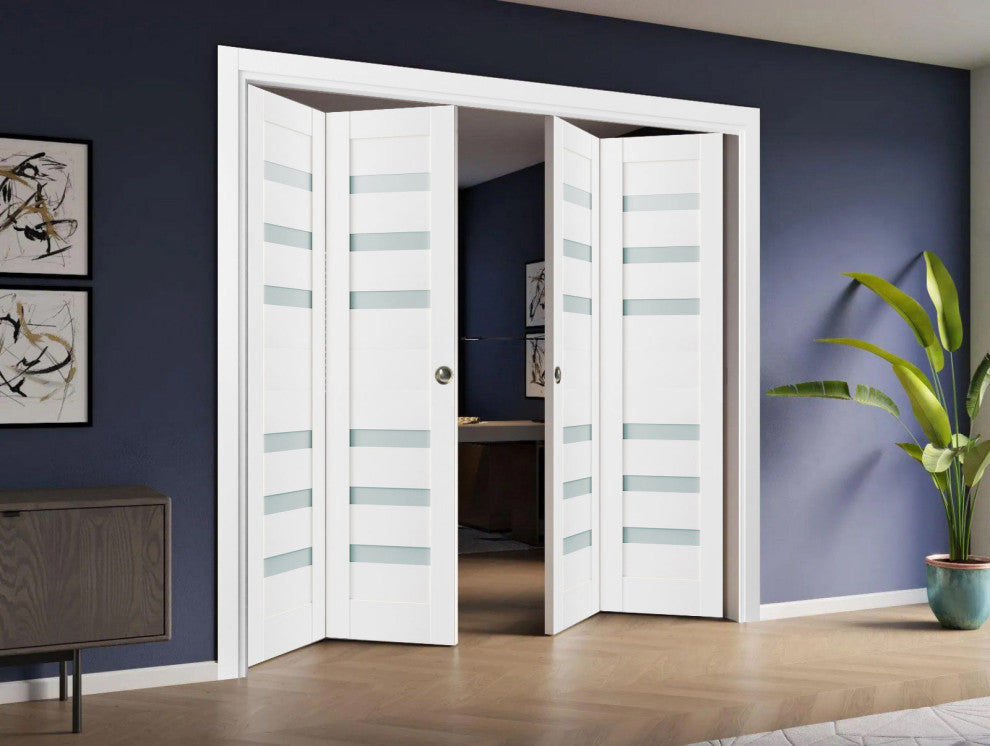 Slab Barn Door Frosted Glass 42 x 96, Quadro 4266 White