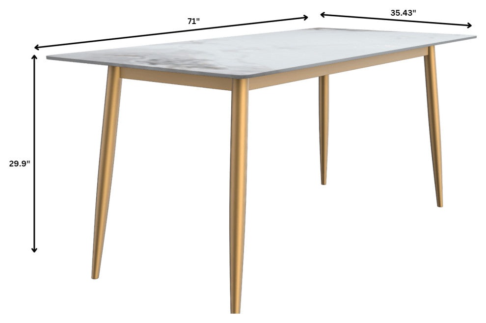 Zayle Dining Table with Rectangular Tabletop in Steel, Medium Grey, 71" Wide