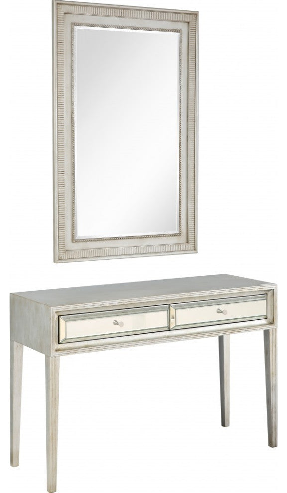 Antiqued Silver Finish Mirror and Console Table