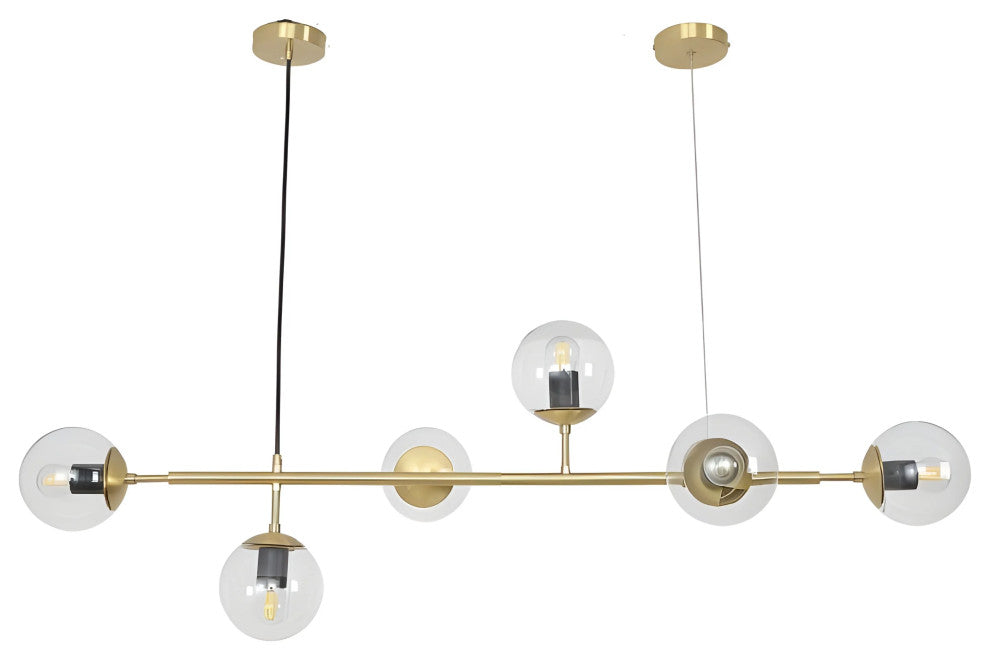Igliano | Creative LED Pendant Light in the Shape of Glass Ball for Dining Room, Gold, Clear Glass, Warm Light