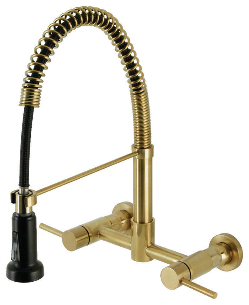 Gourmetier GS818XDL-P Concord 2-Handle Wall Mount Pull-Down Kitchen Faucet, Brus