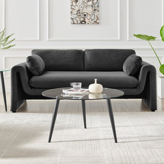 Danya B. Van Beuren Coffee and Side Table Set With Taper Legs, Black/Clear