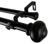Dani 1" Double Curtain Rod, Black, Black, 160"-240"