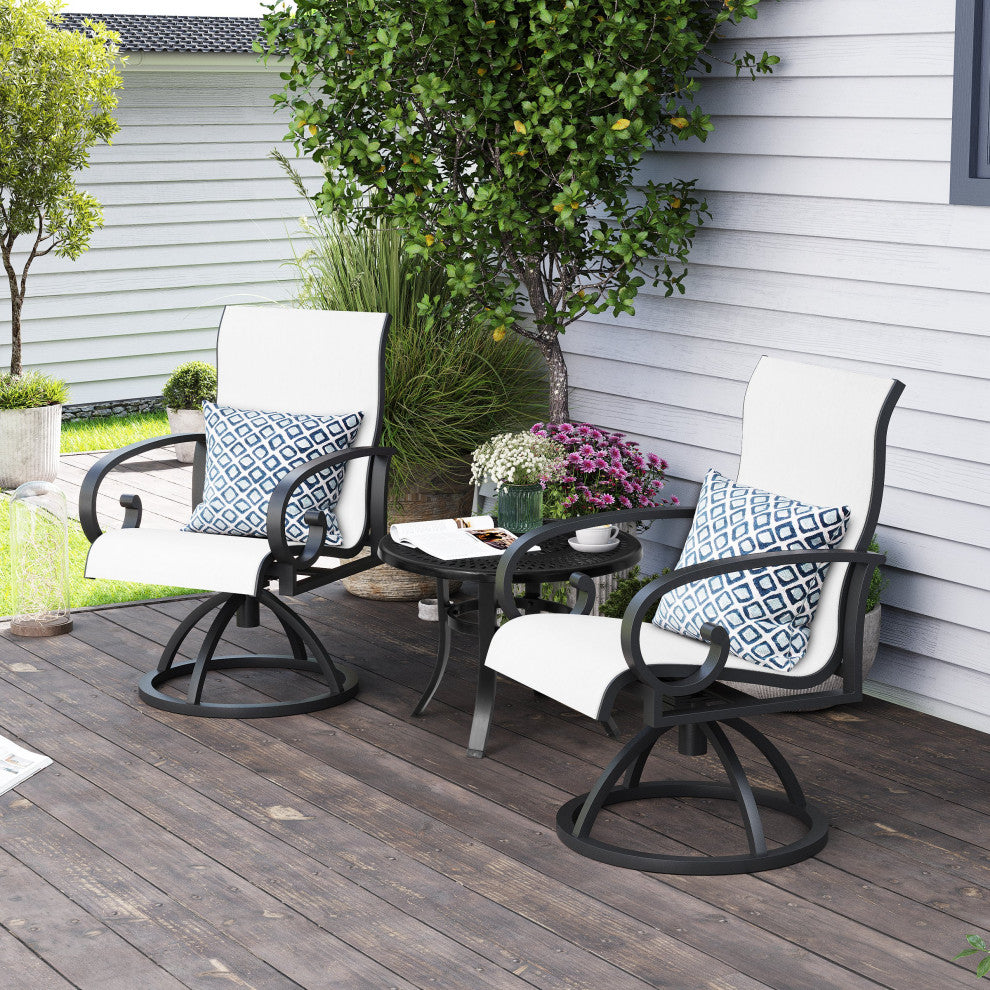 Bar Stool Chair Outdoor Aluminum Rocking Lounge, White