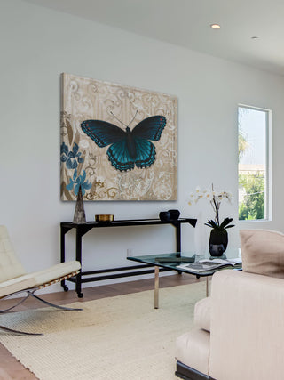 "Dark Blue Butterfly" Painting Print on Wrapped Canvas