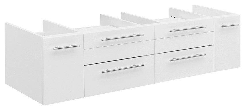 Lucera Wall Mount Vessel Sink Bathroom Cabinet, White, 60"