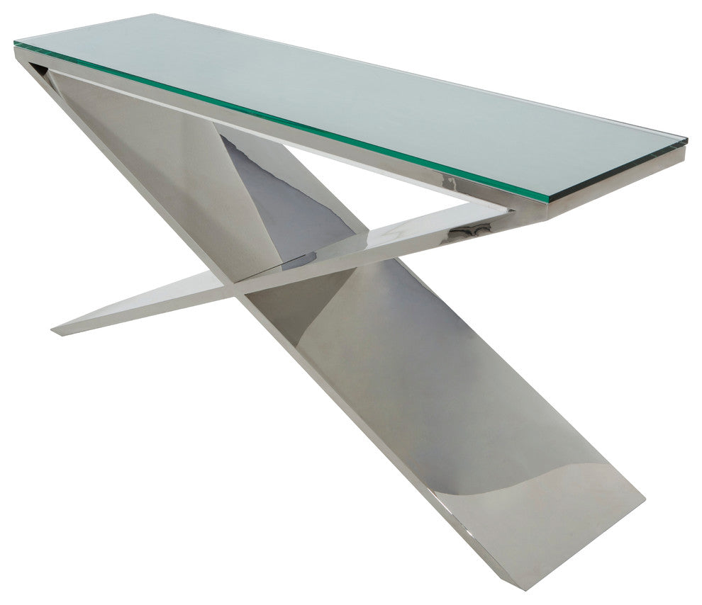 Prague Stainless Steel Console Table, Silver