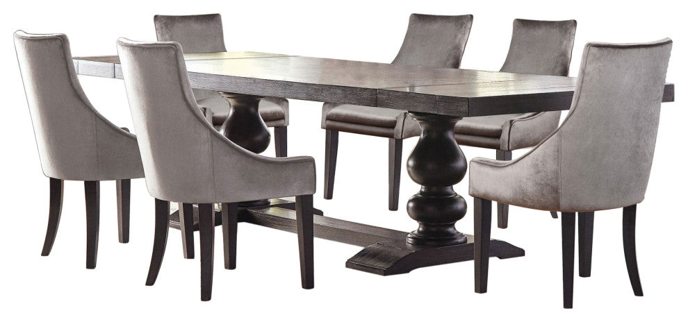 Phelps 7-piece Rectangular Dining Table Set Distressed Noir