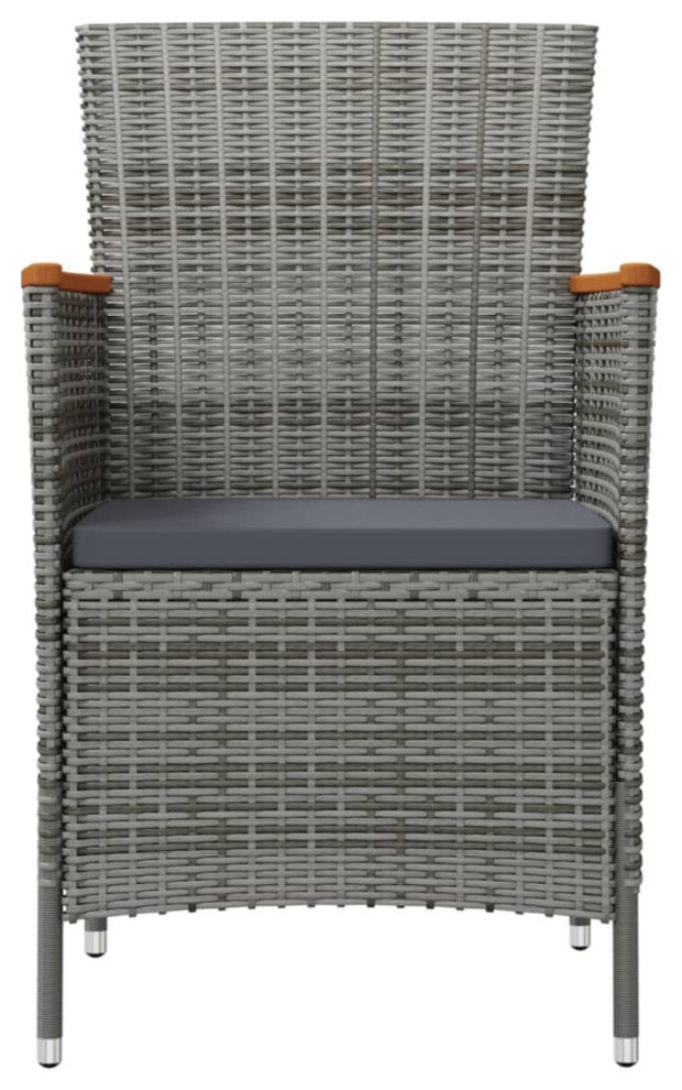 Vidaxl Patio Dining Chairs 2-Piece Poly Rattan Gray