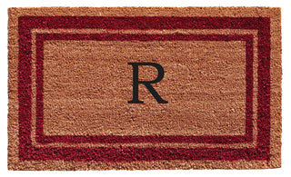 Burgundy Border 18"x30" Monogram Doormat, Letter R