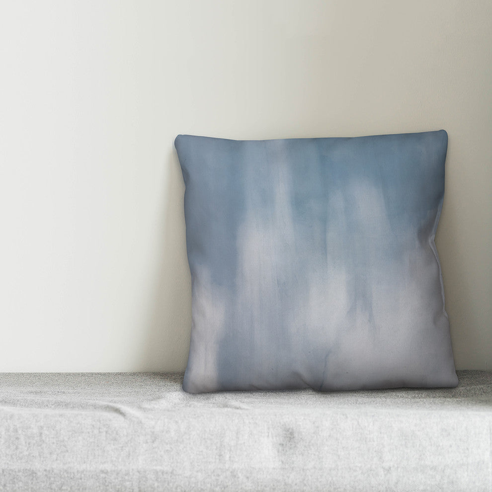 Blue Abstract Mist 18x18 Throw Pillow
